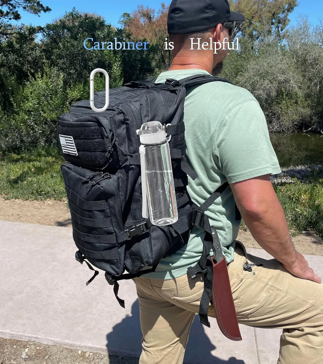 32oz/1L Water Bottle, Durable Tritan, Leak-Proof, Dishwasher-Safe, BPA-Free, Drop-Resistant, Chug Lid/Straw, Hand Loop, Carabiner for Hiking/Backpack/Sport (Minimalism. Transparent)