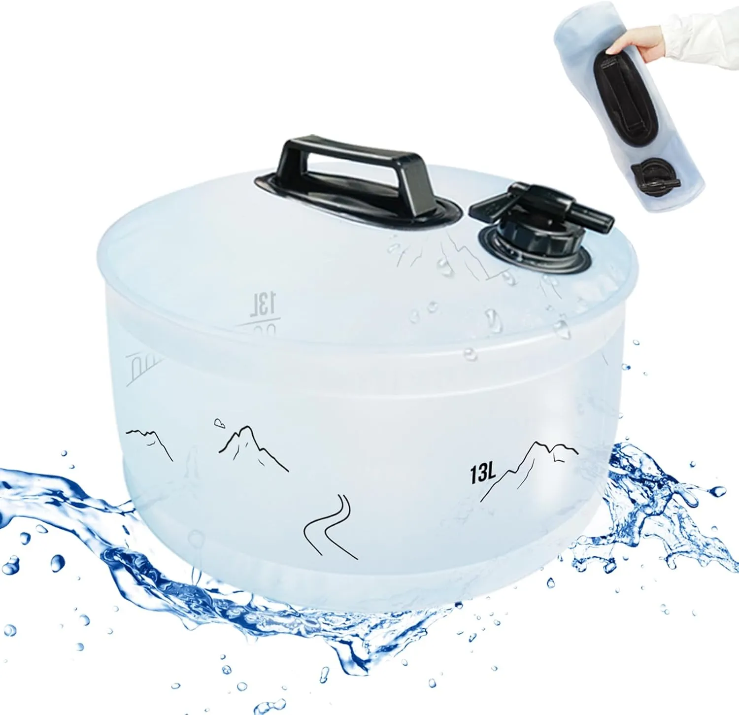 3.4/4 Gallon Collapsible Water Container, BPA Free Camping Water Storage Containers, Water Storage Jug with Spigot, Leakproof for Camping, Survival
