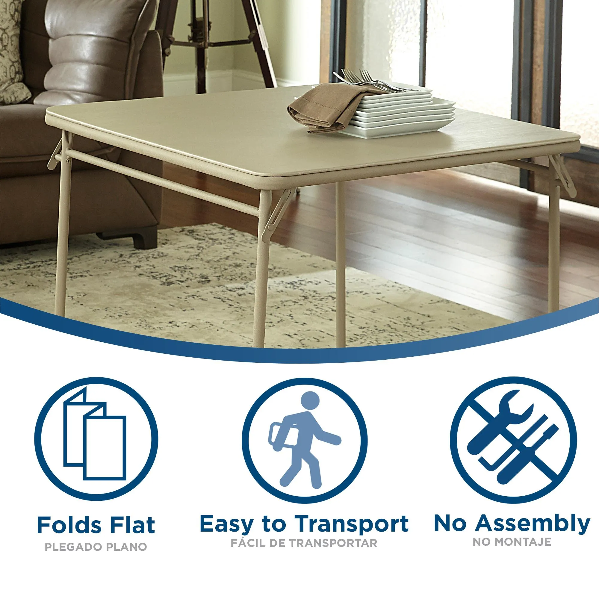 34" Vinyl Top Folding Table