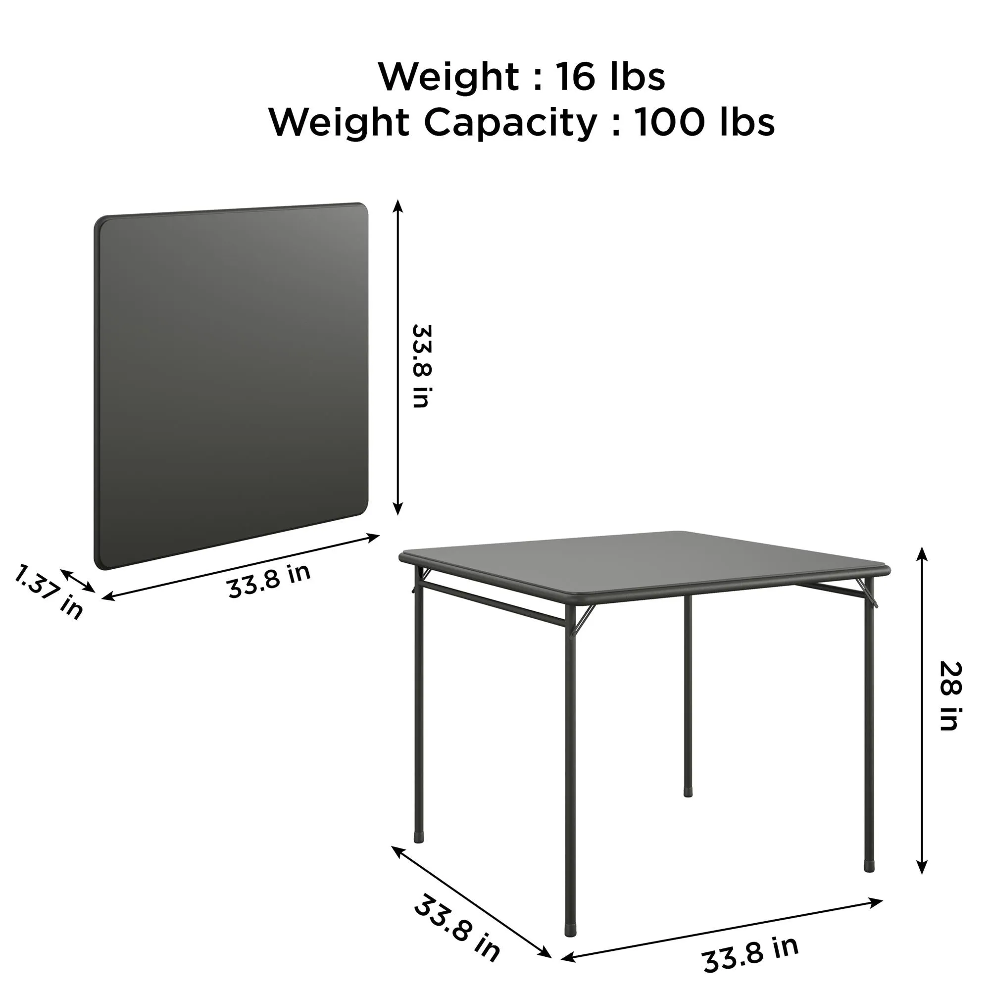 34" Vinyl Top Folding Table