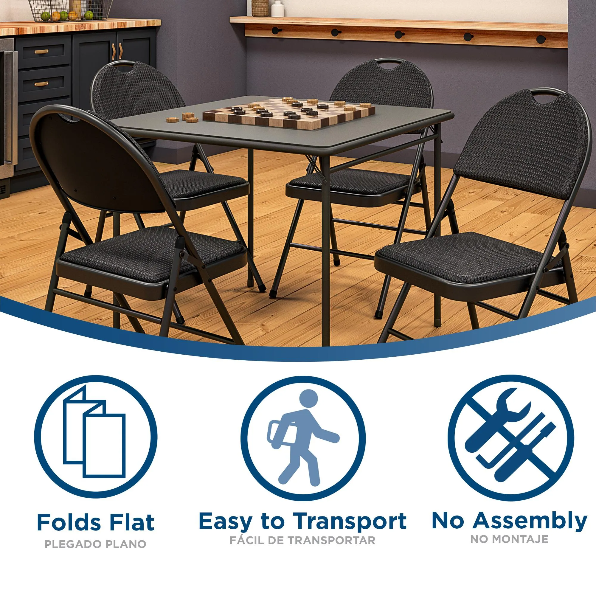 34" Vinyl Top Folding Table