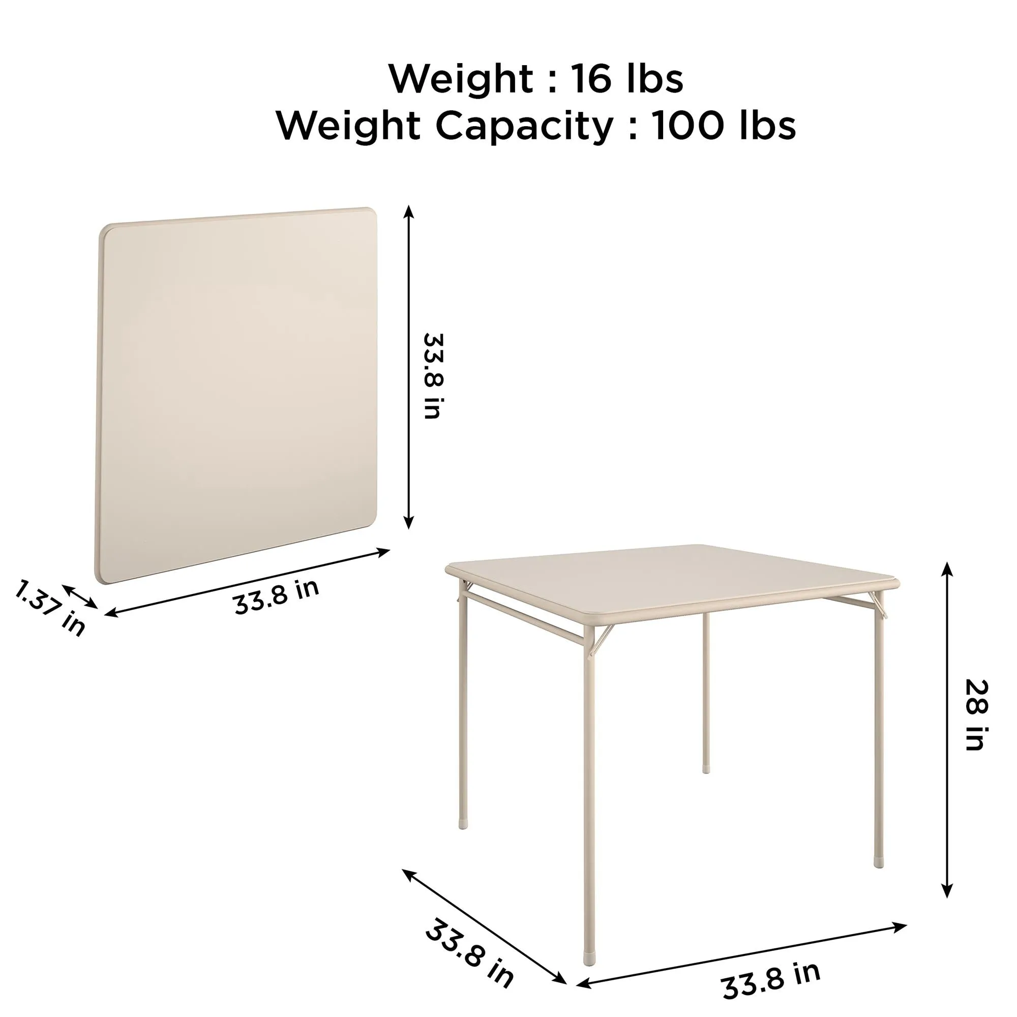 34" Vinyl Top Folding Table