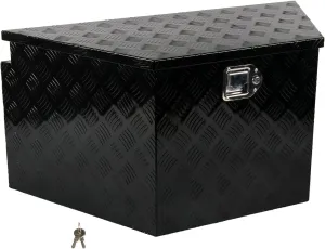 36 Inch Aluminum Trailer Tongue Tool Box 5 Bar Tread Wide Utility ToolBox for Pick Up Truck RV Storage Organizer Tool Box with Lock and Keys - 36"X19"X17.5" Black