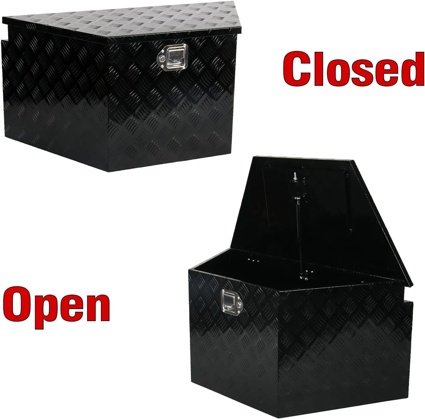 36 Inch Aluminum Trailer Tongue Tool Box 5 Bar Tread Wide Utility ToolBox for Pick Up Truck RV Storage Organizer Tool Box with Lock and Keys - 36"X19"X17.5" Black