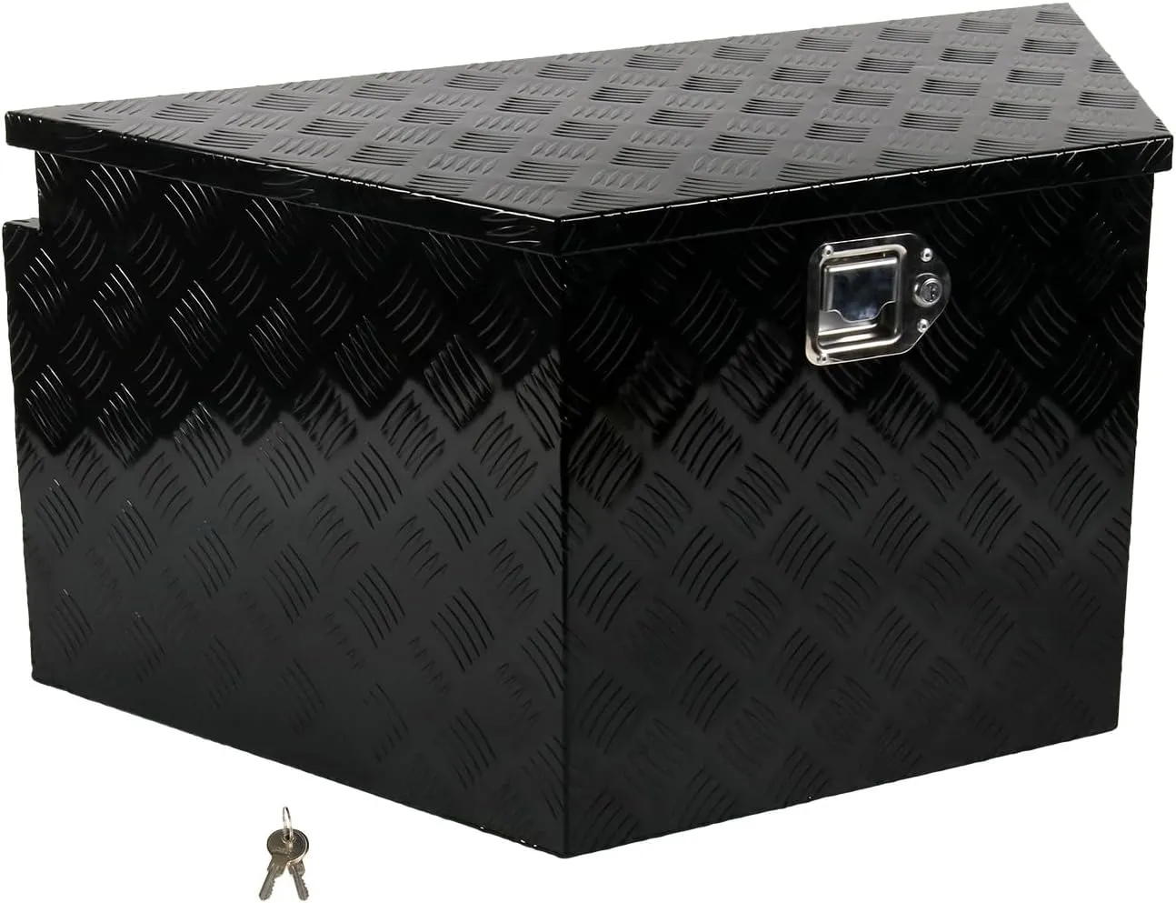 36 Inch Aluminum Trailer Tongue Tool Box 5 Bar Tread Wide Utility ToolBox for Pick Up Truck RV Storage Organizer Tool Box with Lock and Keys - 36"X19"X17.5" Black