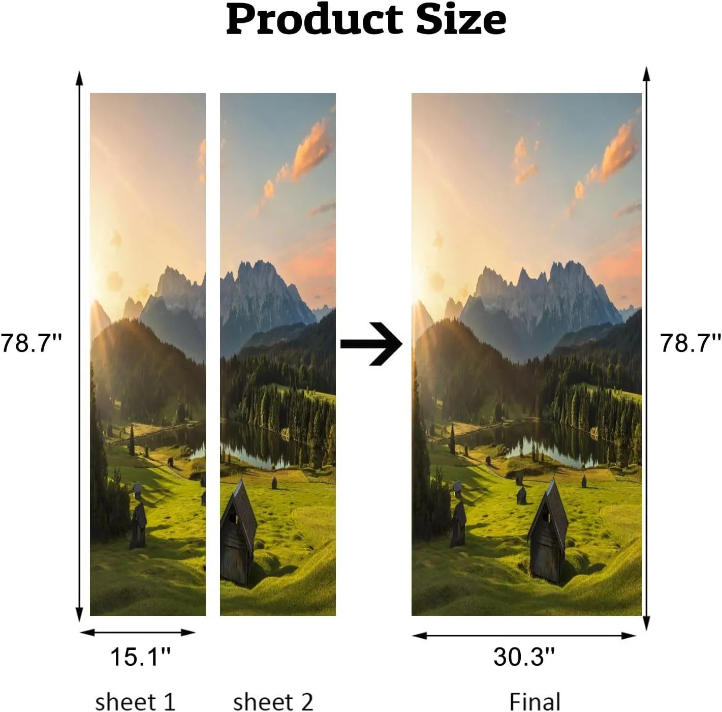 3D Door Sticker Magic Sunrise Alpine Lake Geroldsee View to Mount Karwendel Garmisch Door Mural Peel and Stick Self-Adhesive Decal Removable Wallpaper Poster Home Decor for Bedroom 30.3"x78.7"