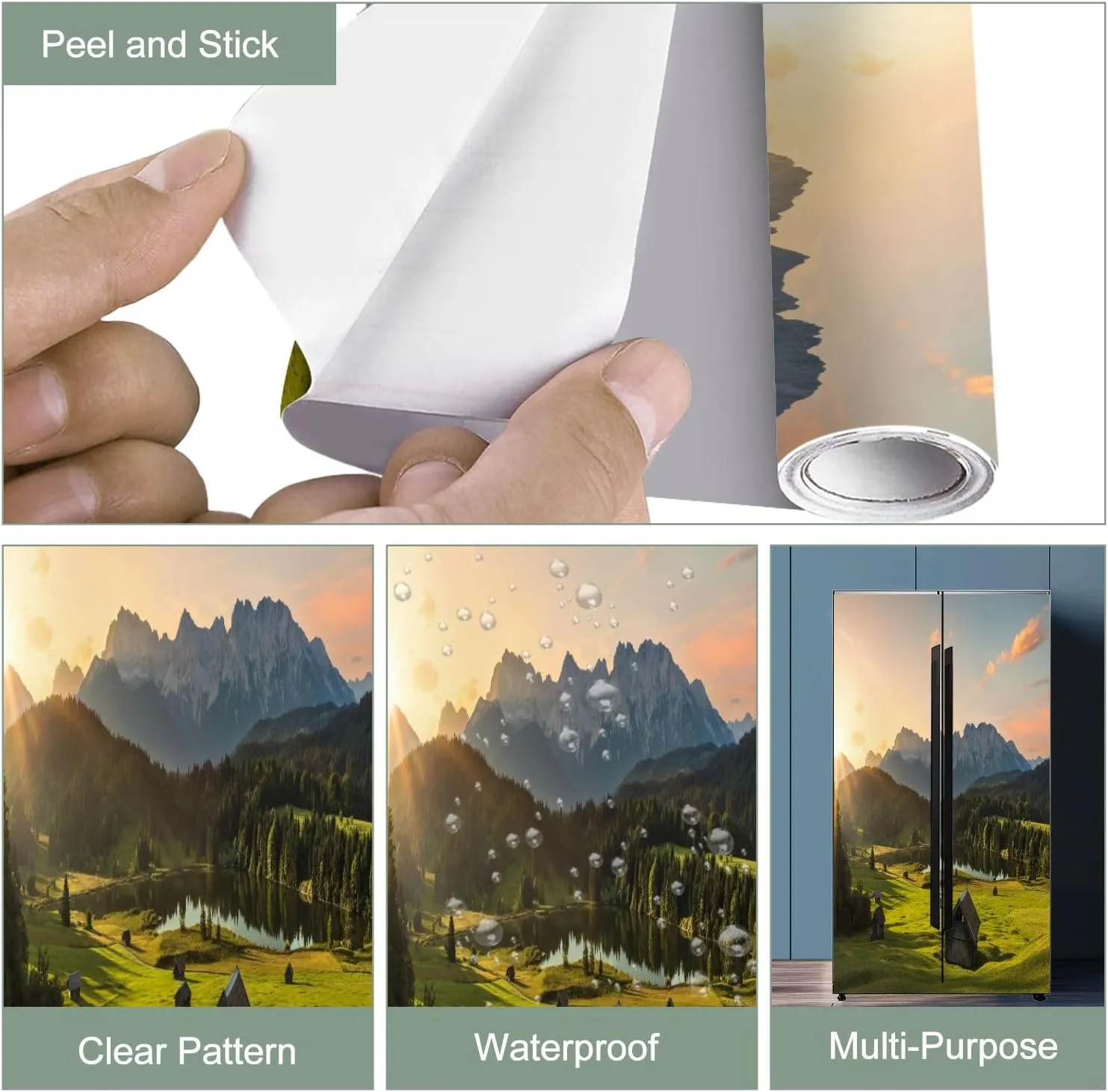 3D Door Sticker Magic Sunrise Alpine Lake Geroldsee View to Mount Karwendel Garmisch Door Mural Peel and Stick Self-Adhesive Decal Removable Wallpaper Poster Home Decor for Bedroom 30.3"x78.7"