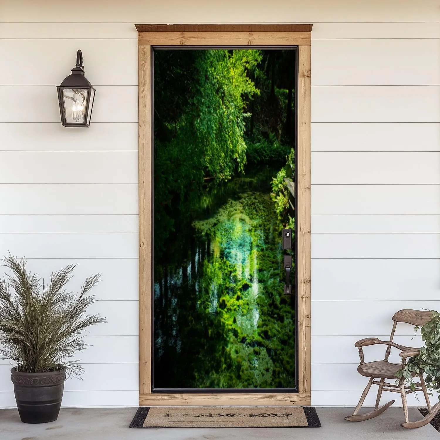 3D Door Sticker Spring Water ASO Shirakawa Water Source Door Mural Peel and Stick Self-Adhesive Decal Removable Wallpaper Poster Home Decor for Bedroom 30.3"x78.7"