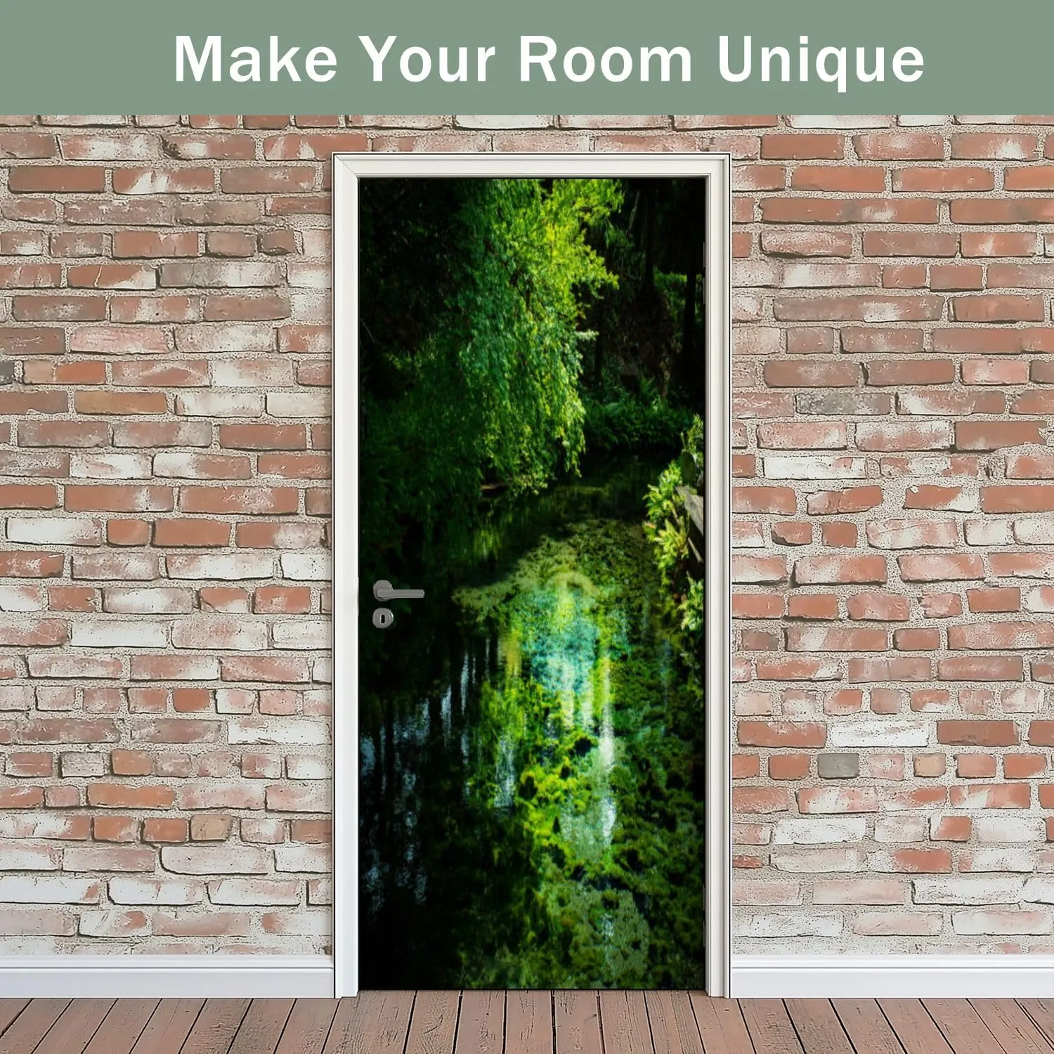 3D Door Sticker Spring Water ASO Shirakawa Water Source Door Mural Peel and Stick Self-Adhesive Decal Removable Wallpaper Poster Home Decor for Bedroom 30.3"x78.7"
