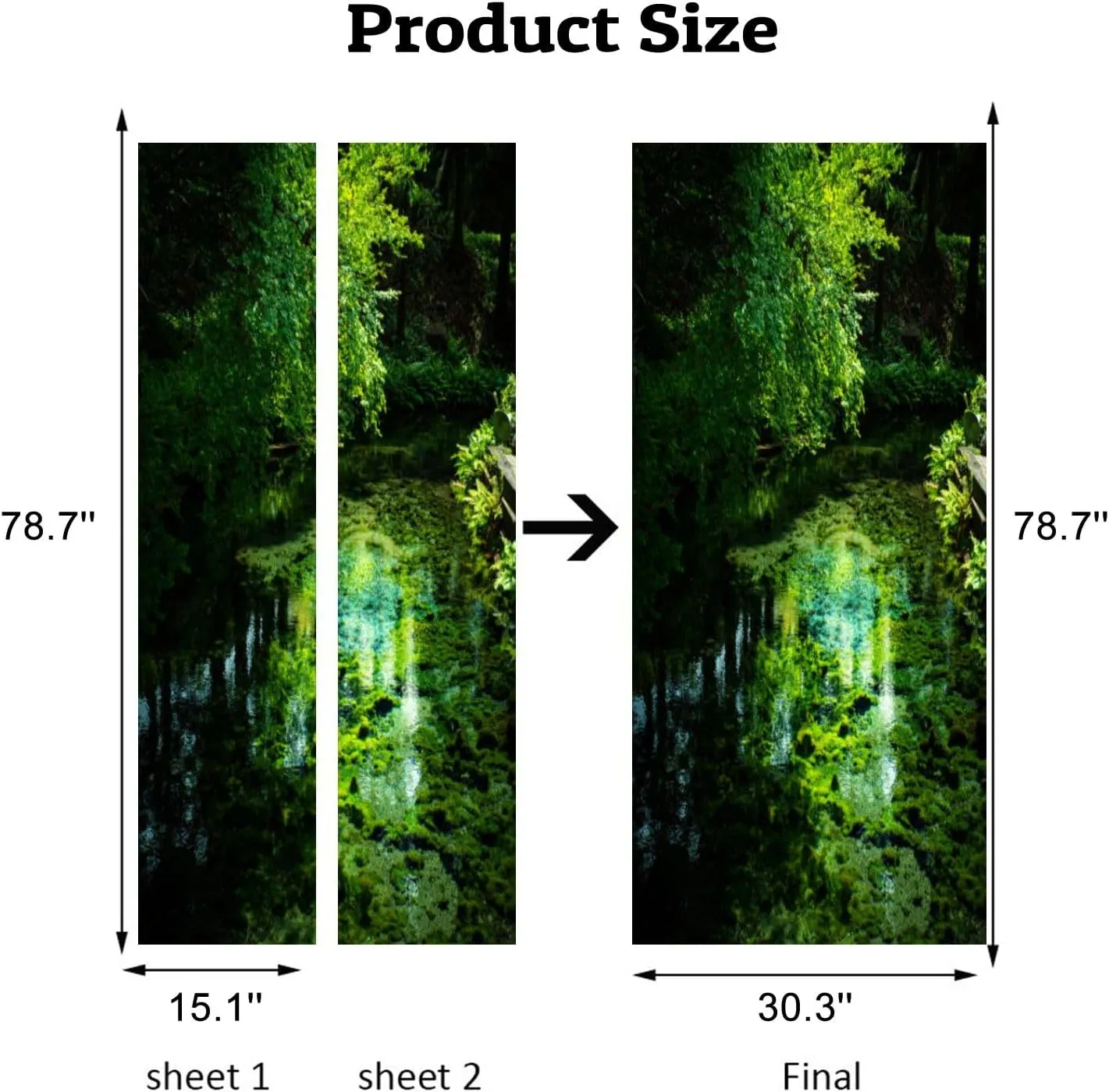 3D Door Sticker Spring Water ASO Shirakawa Water Source Door Mural Peel and Stick Self-Adhesive Decal Removable Wallpaper Poster Home Decor for Bedroom 30.3"x78.7"