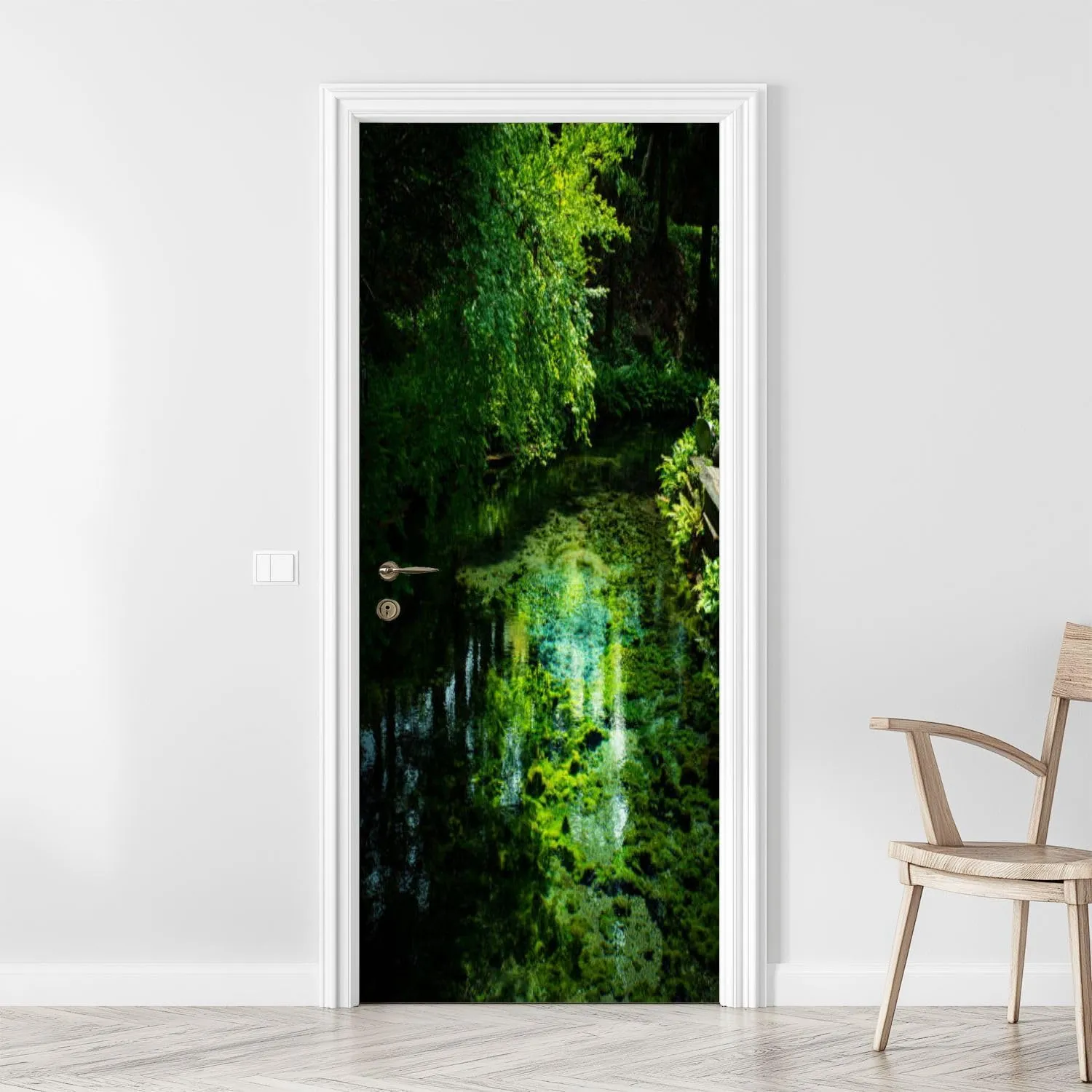 3D Door Sticker Spring Water ASO Shirakawa Water Source Door Mural Peel and Stick Self-Adhesive Decal Removable Wallpaper Poster Home Decor for Bedroom 30.3"x78.7"