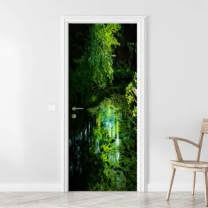 3D Door Sticker Spring Water ASO Shirakawa Water Source Door Mural Peel and Stick Self-Adhesive Decal Removable Wallpaper Poster Home Decor for Bedroom 30.3"x78.7"