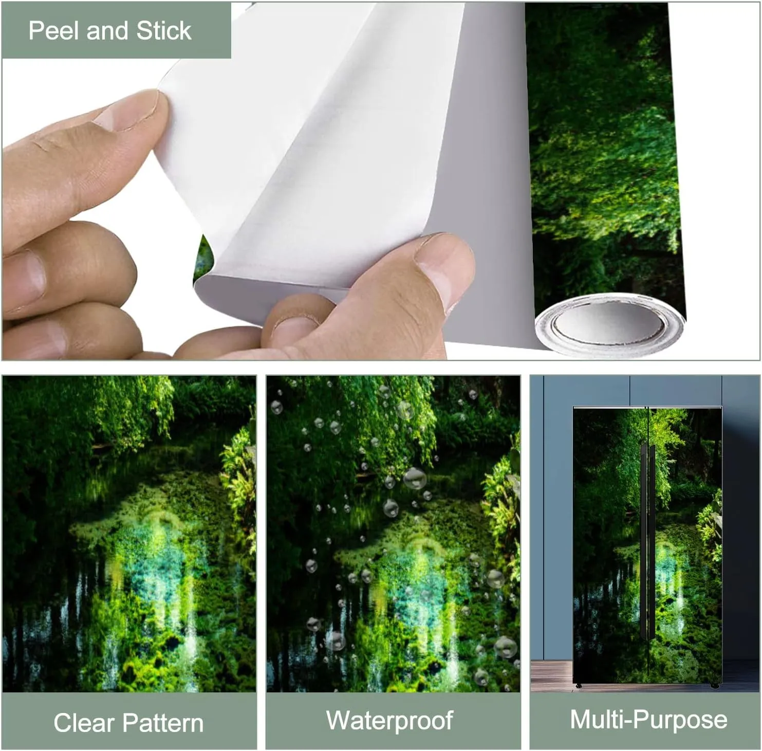 3D Door Sticker Spring Water ASO Shirakawa Water Source Door Mural Peel and Stick Self-Adhesive Decal Removable Wallpaper Poster Home Decor for Bedroom 30.3"x78.7"
