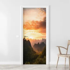 3D Door Sticker Sunset Karst Landscape Cat Ba Island Vietnam Door Mural Peel and Stick Self-Adhesive Door Decal Removable Wallpaper Poster Home Decor for Bedroom 30.3"x78.7"