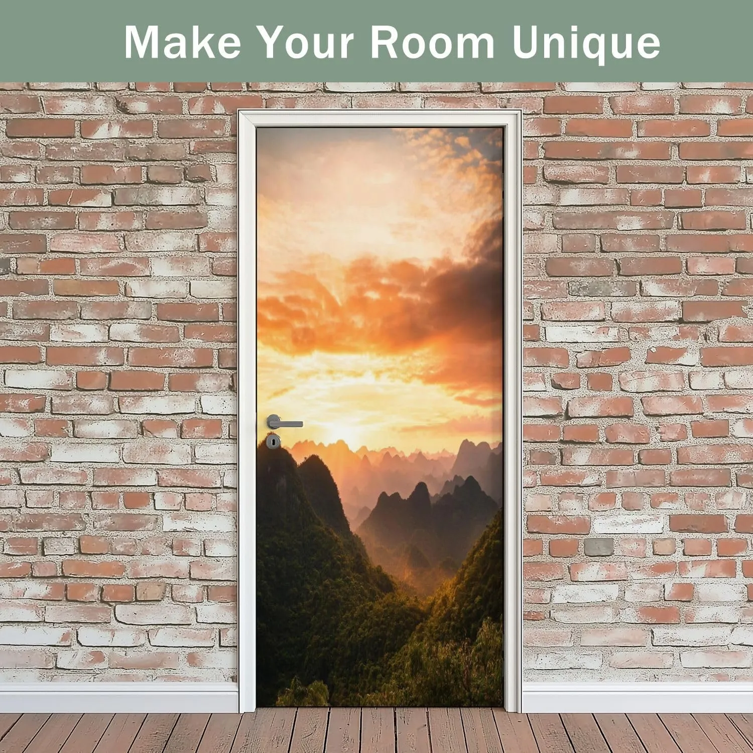 3D Door Sticker Sunset Karst Landscape Cat Ba Island Vietnam Door Mural Peel and Stick Self-Adhesive Door Decal Removable Wallpaper Poster Home Decor for Bedroom 30.3"x78.7"
