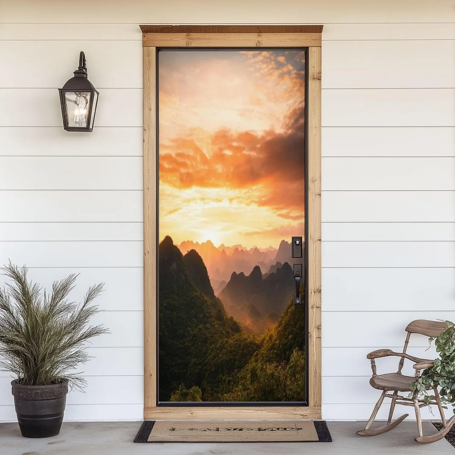 3D Door Sticker Sunset Karst Landscape Cat Ba Island Vietnam Door Mural Peel and Stick Self-Adhesive Door Decal Removable Wallpaper Poster Home Decor for Bedroom 30.3"x78.7"