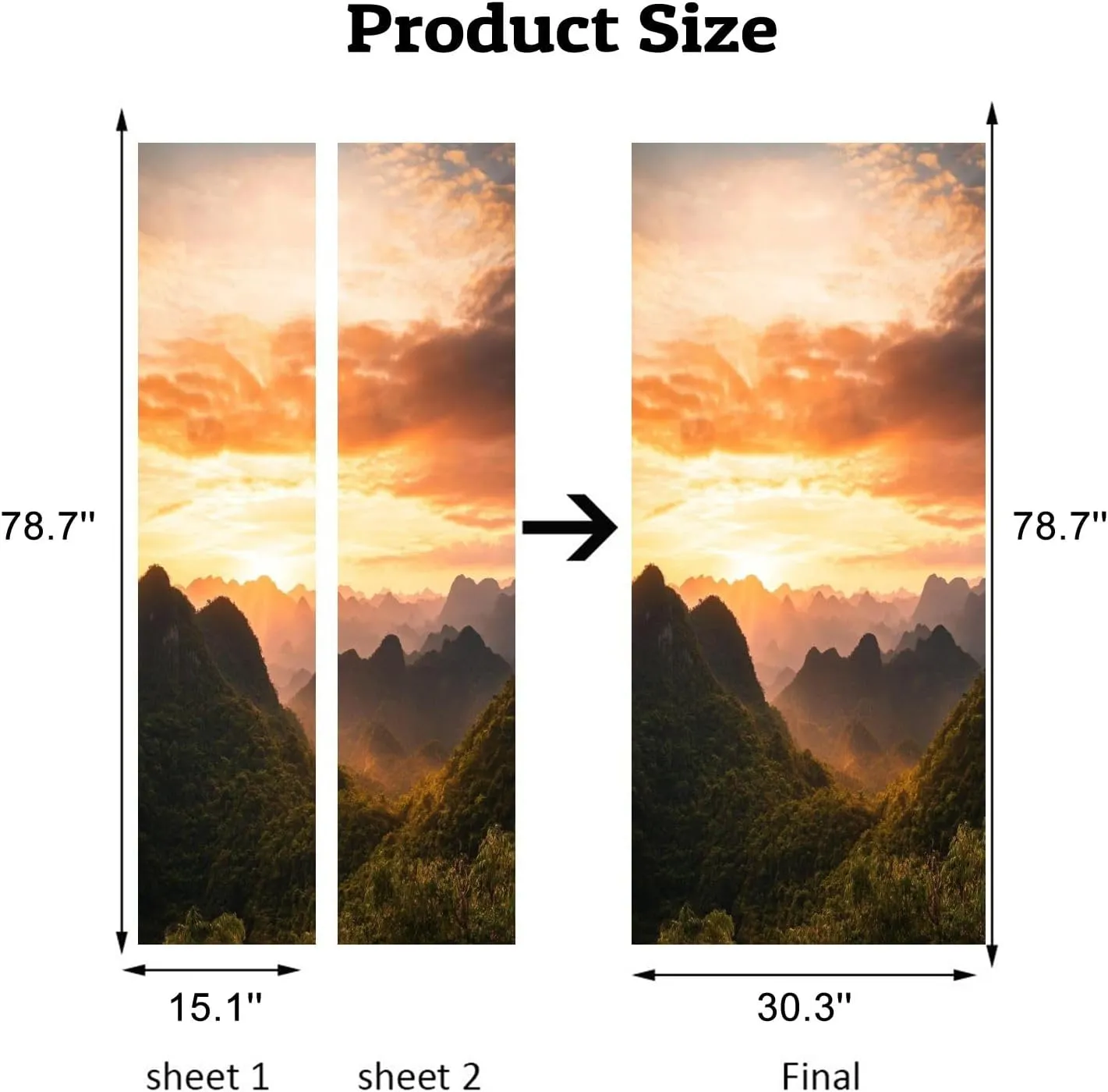 3D Door Sticker Sunset Karst Landscape Cat Ba Island Vietnam Door Mural Peel and Stick Self-Adhesive Door Decal Removable Wallpaper Poster Home Decor for Bedroom 30.3"x78.7"