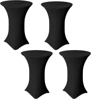 4 Pack 32x43 Inch Black Spandex Cocktail Table Covers, Highboy Top Tablecloth, Round Fitted Tablecloth for Folding Table, Stretch Cocktail Table Tablecloth for Party Wedding(32x43, 4PC Black)