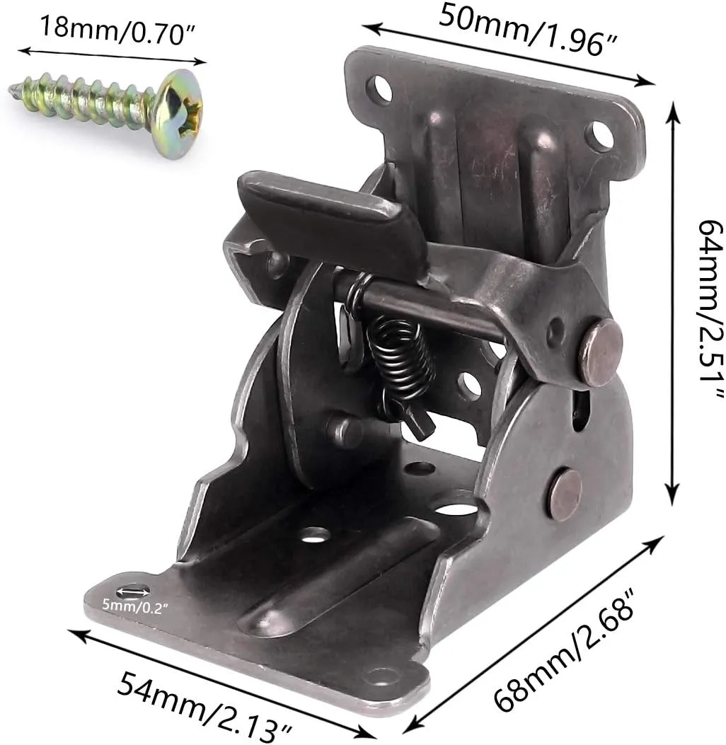 4 Pack Folding Brackets, TopDirect Lock Extension Support Bracket Foldable Self Lock Hinges with Screws for Table Bed Leg Feet