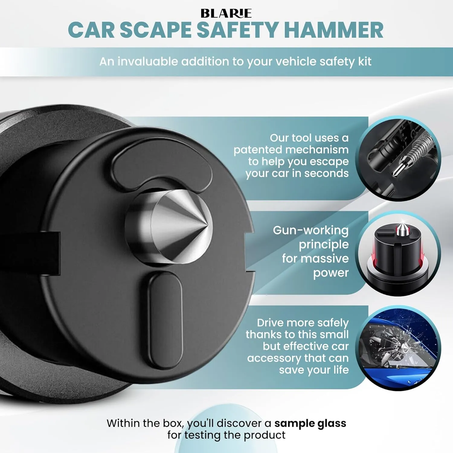 4 Pcs Glass Breaker and Seatbelt Cutter Window Breaker Escape Car Safety Hammer, SafeHammer, LifeHammer, Hammerdex, Auto Rescue The Safety Tool That Every Driver Should Carry in Their Vehicle, Black