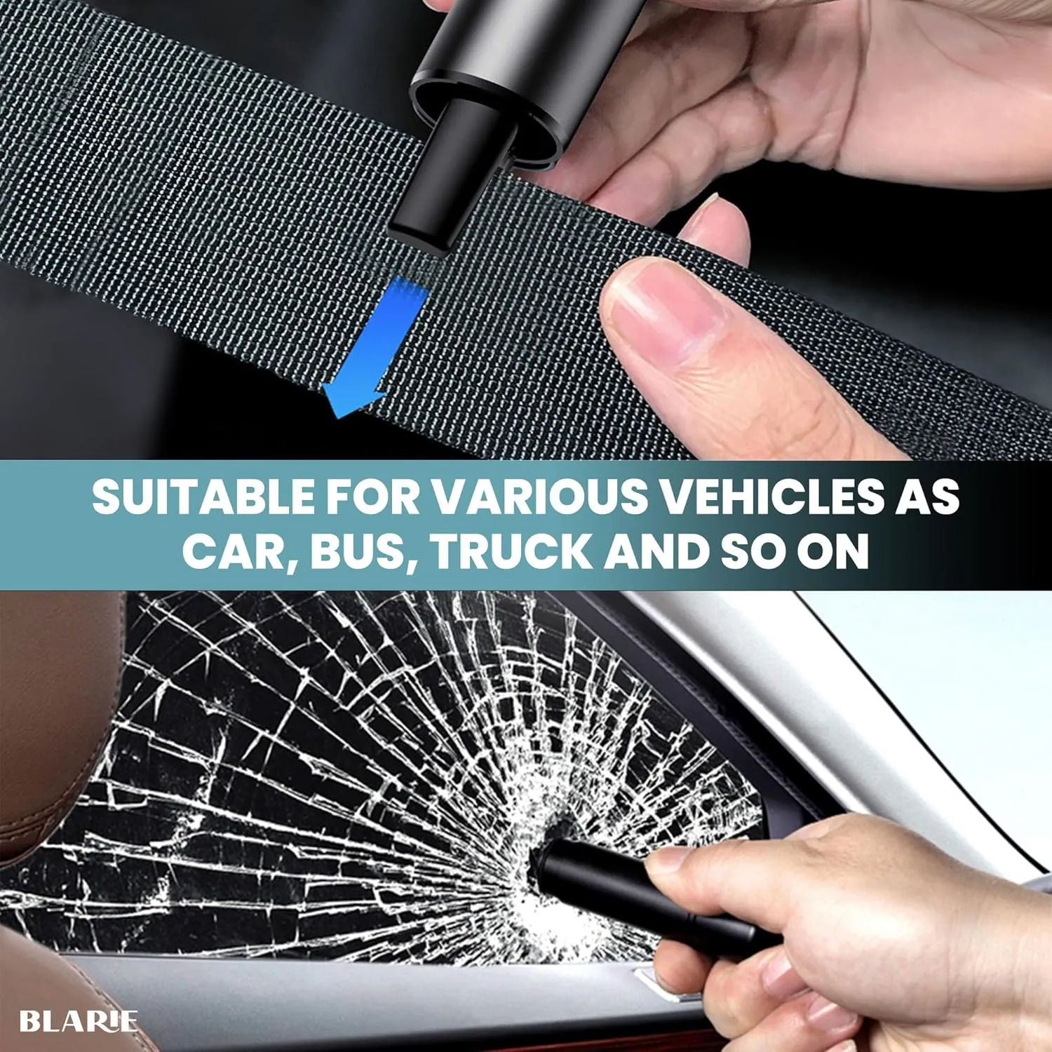 4 Pcs Glass Breaker and Seatbelt Cutter Window Breaker Escape Car Safety Hammer, SafeHammer, LifeHammer, Hammerdex, Auto Rescue The Safety Tool That Every Driver Should Carry in Their Vehicle, Black