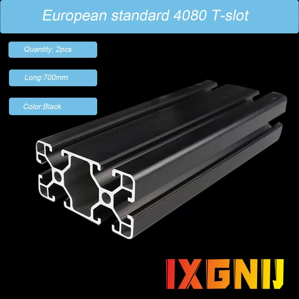 4080 T Slot Aluminum Extrusion for 3D Printer Parts and CNC DIY Black 700mmX2