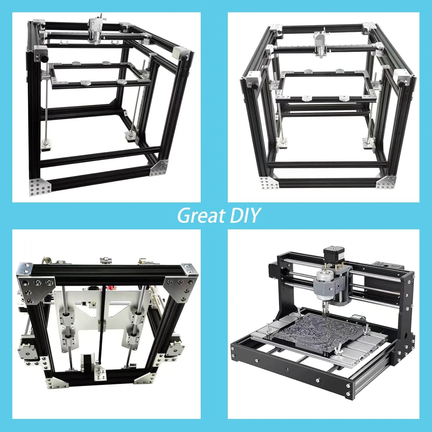 4080 T Slot Aluminum Extrusion for 3D Printer Parts and CNC DIY Black 700mmX2