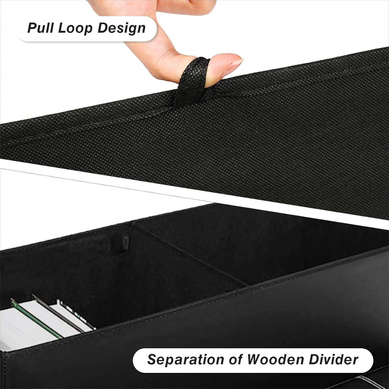43 Inches Folding Storage Ottoman Bench Storage Chest Footrest Padded Seat for Bedroom Living Room Faux Leather Black