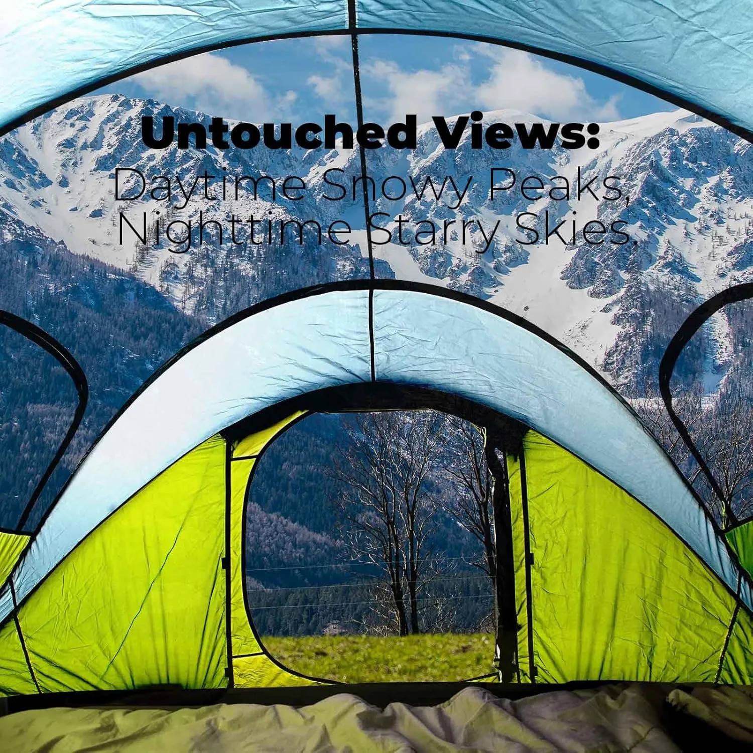 4/6 Person Easy Pop Up Tent, Waterproof, Automatic Setup,2 Doors-Instant Family Tents for Camping, Hiking & Traveling