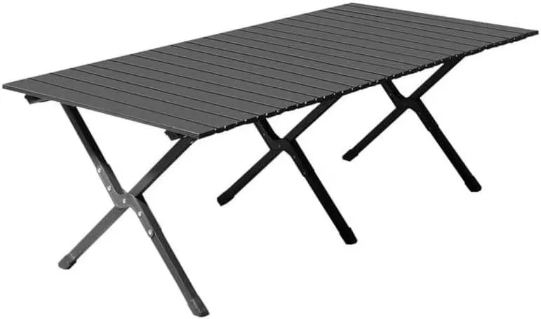 46x24 Black Folding Camping Table - Ultra-Lightweight Roll-up Picnic Table, 220lbs Capacity for Outdoor, Hiking, BBQ & Beach Parties