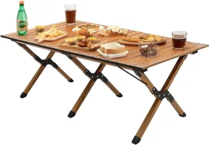 4ft Aluminum Camping Table, Height Folding Camping Table with Carry Bag, Portable Table for Indoor & Outdoor Party, Travel, BBQ and Hiking