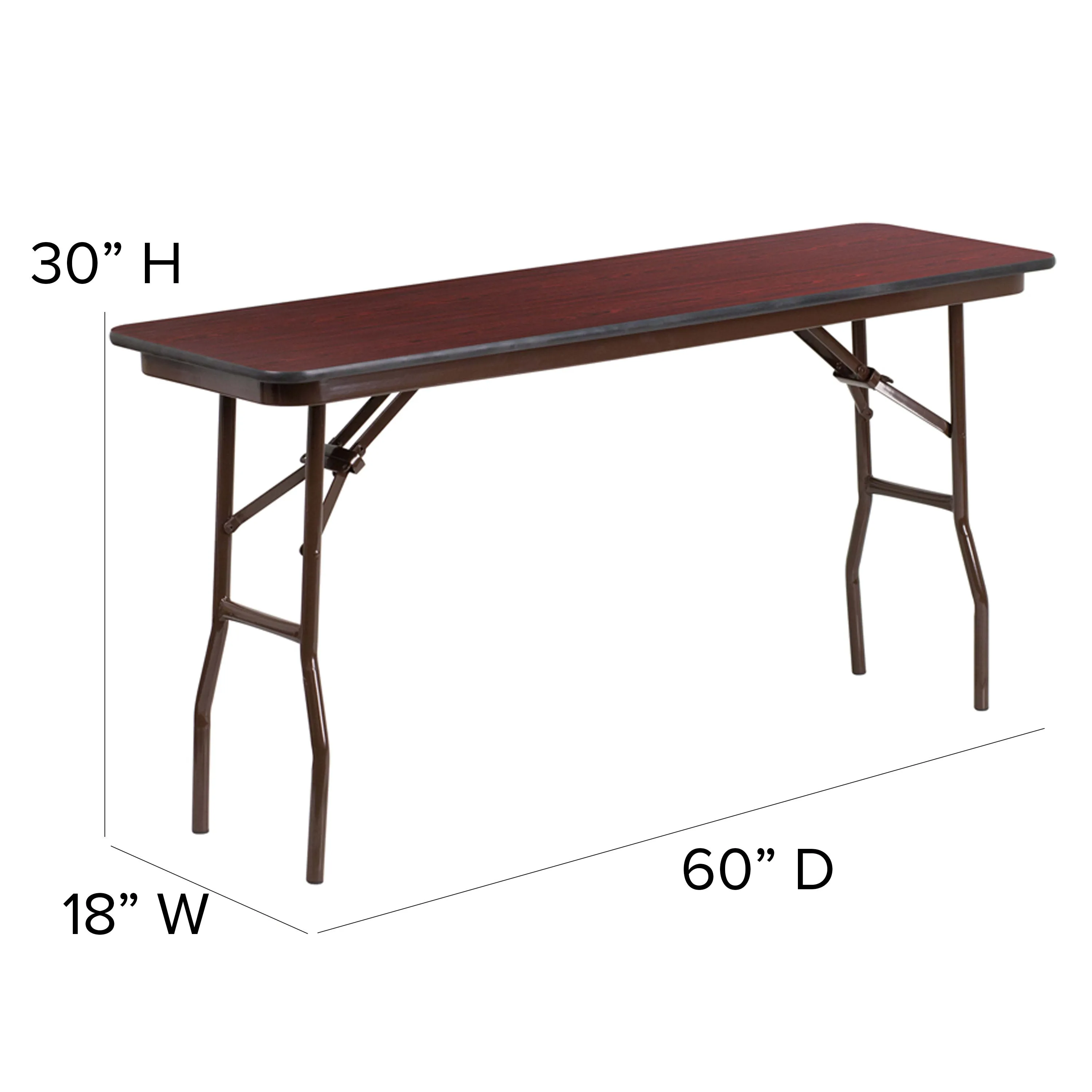 5-Foot Mahogany Melamine Laminate Folding Training Table