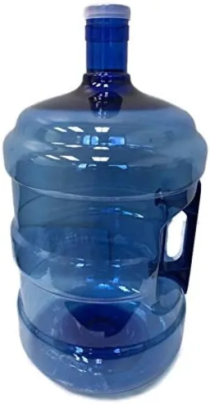 5 Gallon BPA Free Food Grade Safe PET Plastic Reusable Water Bottle Container Jug Canteen Container with Crown Top Snap On Lid Easy Grip Handle (Made in USA)