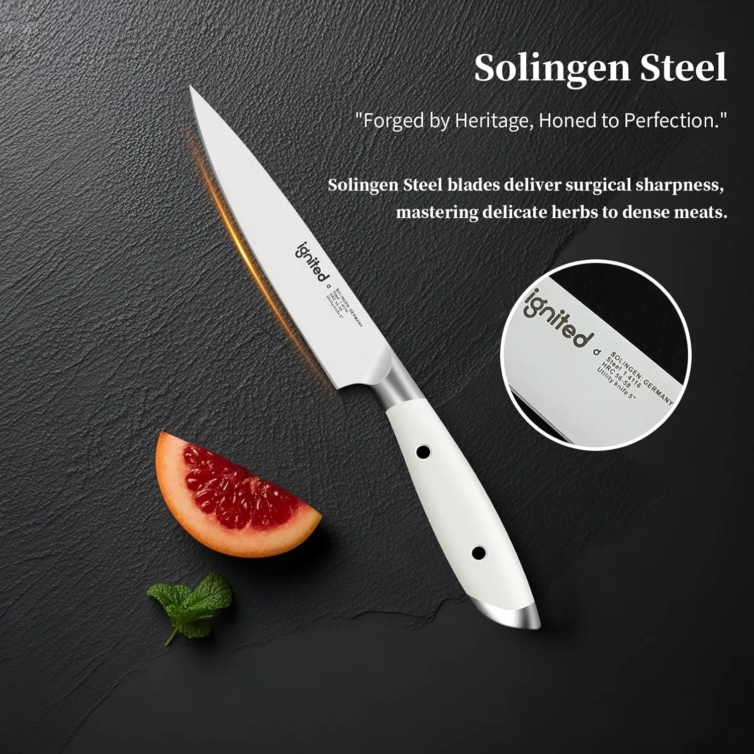5 inch Paring Knife, German 1.4116 Stainless Steel Fruit Vegetable Peeling Knives, Ivory White Handle, Razor Sharp Small Kitchen Knife with Gift Box