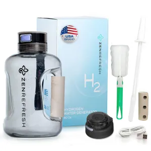 50 Oz Hydrogen Water Bottle, 2025 New SPE/PEM Technology, Large Gym Hydrogen Bottles, Travel Hydrogen Water Bottle Generator With Straw & Additional Cap, USA Brand, Up to 1800 ppb - Black