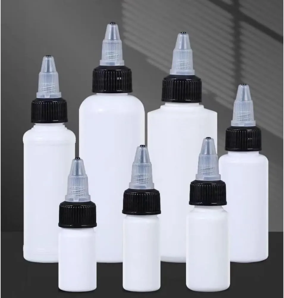 50PCS 10ml-250ml Plastic HDPE Squeeze Bottles with Twist Top Cap Travel Dispensing Containers for Paint Art Craft Liquids Lotion Glue Translucent (20ml-Hair water cover,white)