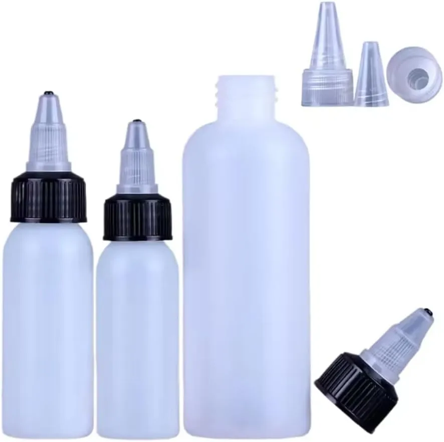 50PCS 10ml-250ml Plastic HDPE Squeeze Bottles with Twist Top Cap Travel Dispensing Containers for Paint Art Craft Liquids Lotion Glue Translucent (20ml-Hair water cover,white)