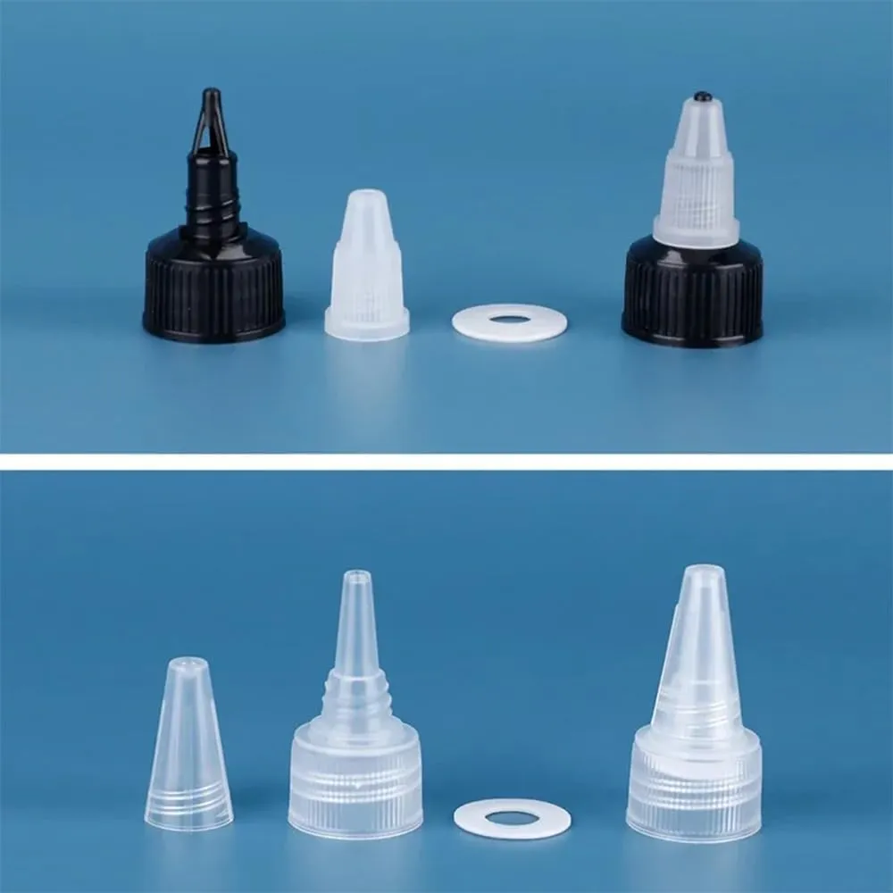 50PCS 10ml-250ml Plastic HDPE Squeeze Bottles with Twist Top Cap Travel Dispensing Containers for Paint Art Craft Liquids Lotion Glue Translucent (20ml-Hair water cover,white)