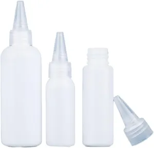 50PCS 10ml-250ml Plastic HDPE Squeeze Bottles with Twist Top Cap Travel Dispensing Containers for Paint Art Craft Liquids Lotion Glue Translucent (20ml-Hair water cover,white)