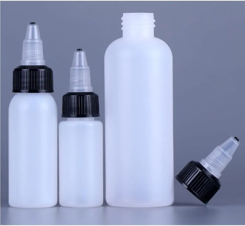 50PCS 10ml-250ml Plastic HDPE Squeeze Bottles with Twist Top Cap Travel Dispensing Containers for Paint Art Craft Liquids Lotion Glue Translucent (20ml-Hair water cover,white)