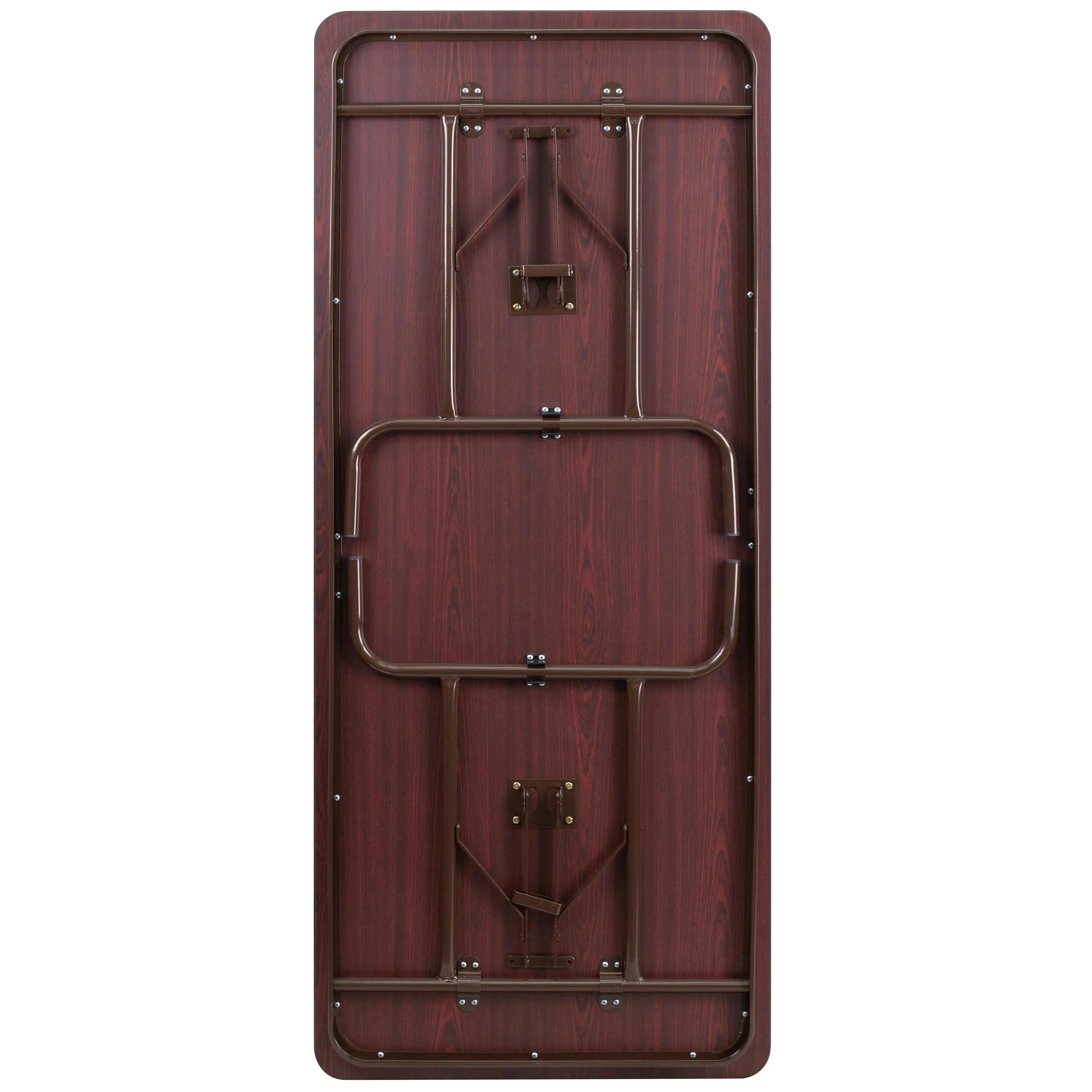 6-Foot Mahogany Melamine Laminate Folding Banquet Table