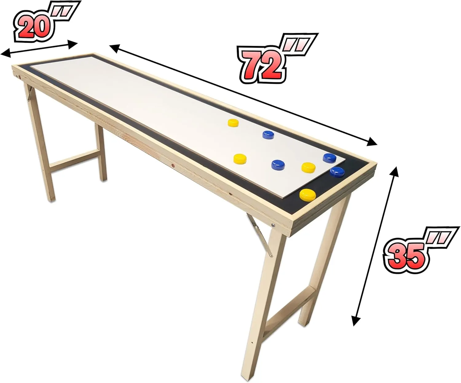 6-Foot Premium Shuffleboard Table w/Folding Legs, Pucks, and Optional LED Lights - Awesome Graphics - Choose Your Model