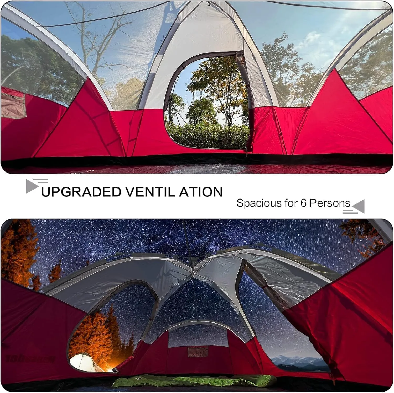 6 Person Family Camping Tent,Waterproof Windproof with Top Rainfly,Easy Set Up,Pop Up Tent for Outdoor Camping Hiking Trave