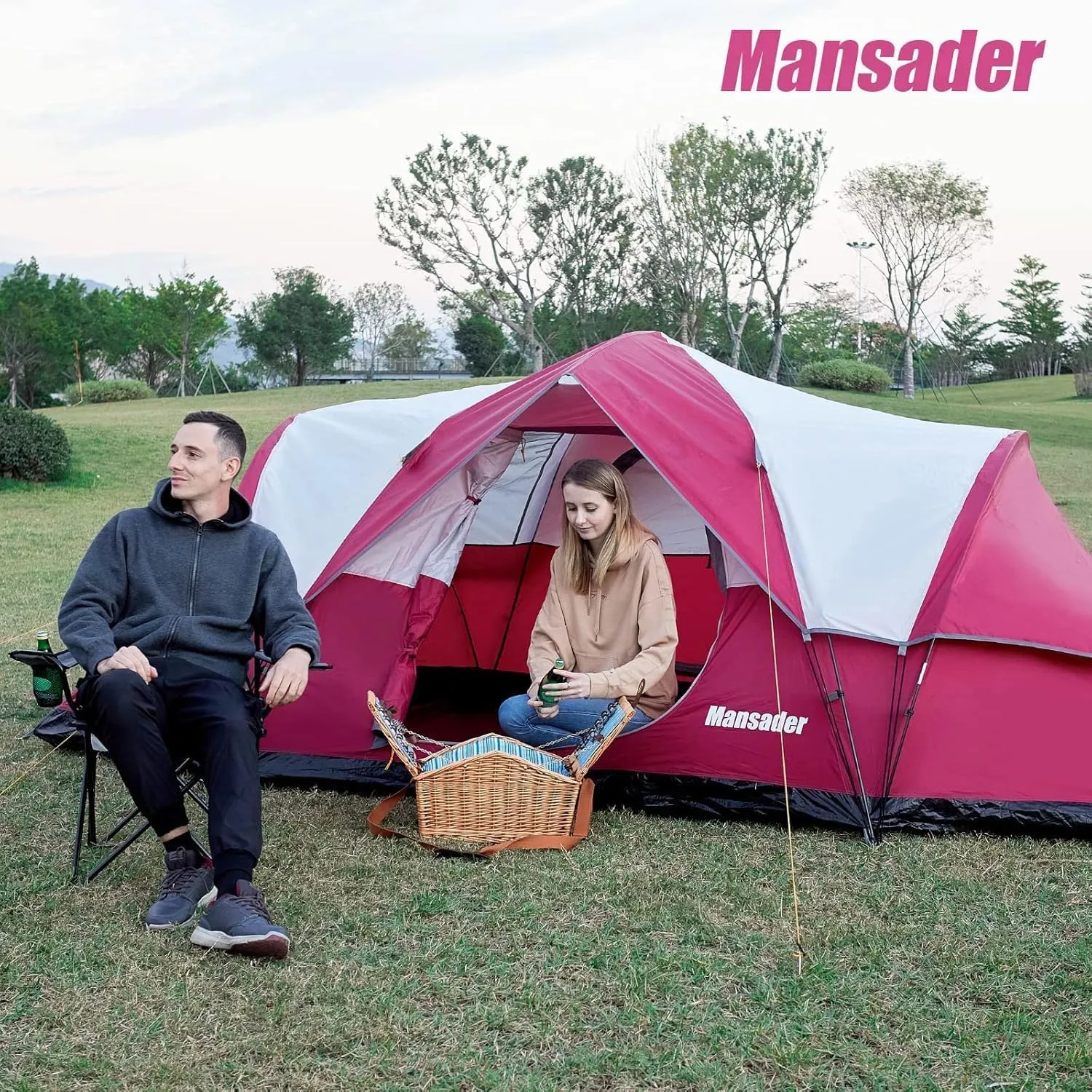 6 Person Family Camping Tent,Waterproof Windproof with Top Rainfly,Easy Set Up,Pop Up Tent for Outdoor Camping Hiking Trave