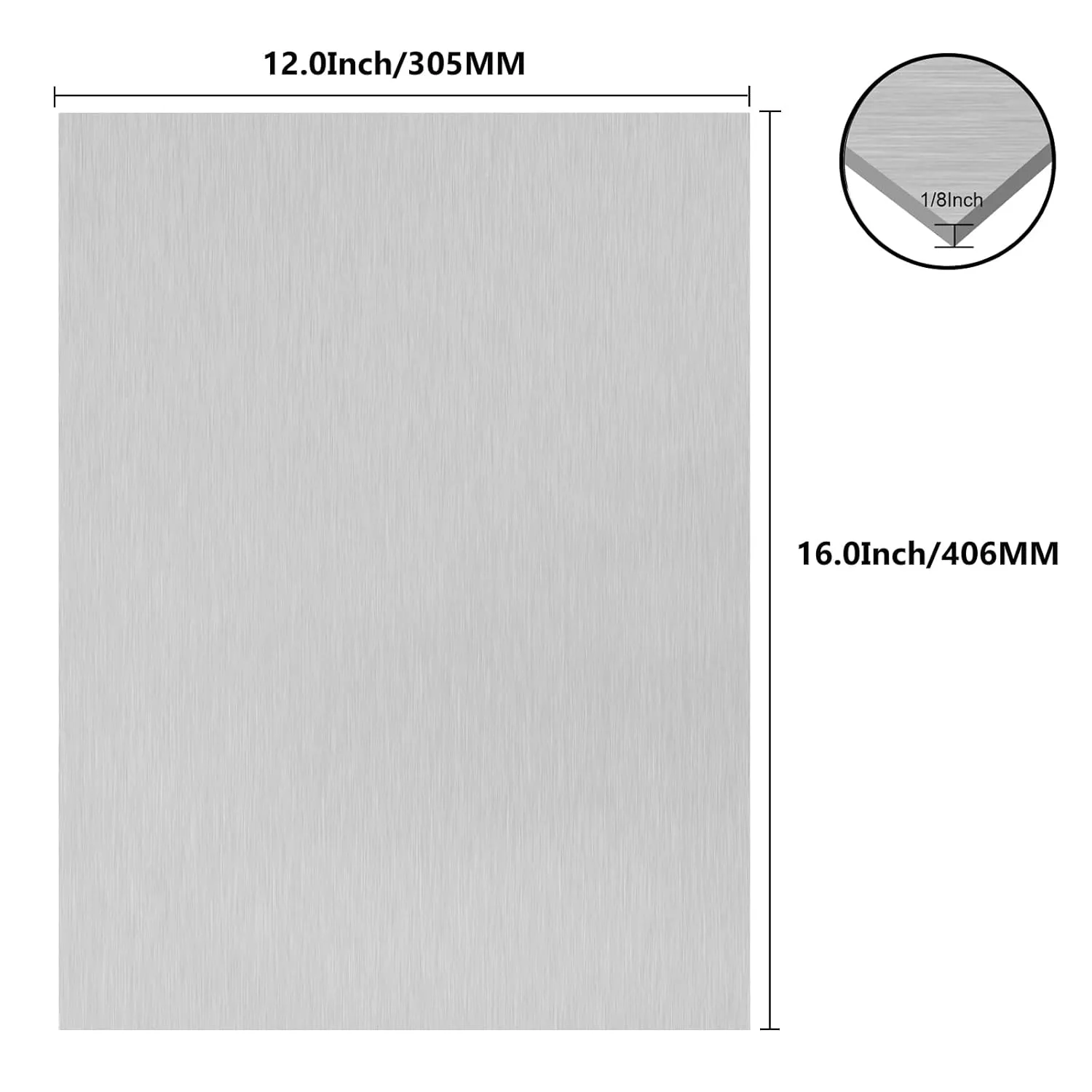 6061 T651 Aluminum Sheet Metal 12 x 16 x 1/8 (0.125”) Inch Flat Plain Aluminum Plate Covered with Protective Film, Heat Treatable Rectangle 3MM Aluminum Metal Plate for Industrial, Crafting