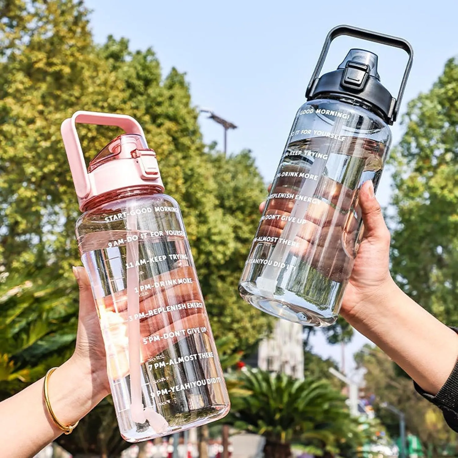 64 Ozwater Bottles with Motivational Time Markers and Handle,BPA Free Leakproof Plastic Water Bottles with Straw,Large Water Jug,Large Water Bottle for Sports Fitness Outdoor Gym Workout