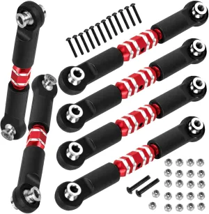 6pcs Aluminum Turnbuckles Camber Links Upgrades Part for 1/10 Granite 3S BLX(Mega550) Senton 3S BLX(Mega550) Vorteks 3S BLX(Mega550),RC Alloy Adjustable Turnbuckles Hop-Up,Red