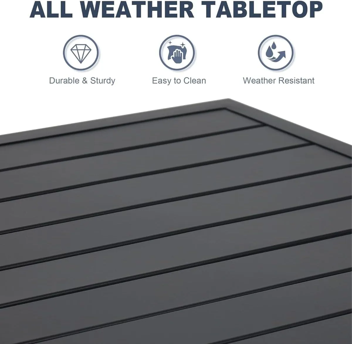 7 Pieces Patio Dining Set, Outdoor Furniture with 6 Stackable Patio Aluminum Chairs & Rectangle Outdoor Dining Table for Backyard Bistro Garden Poolside Black