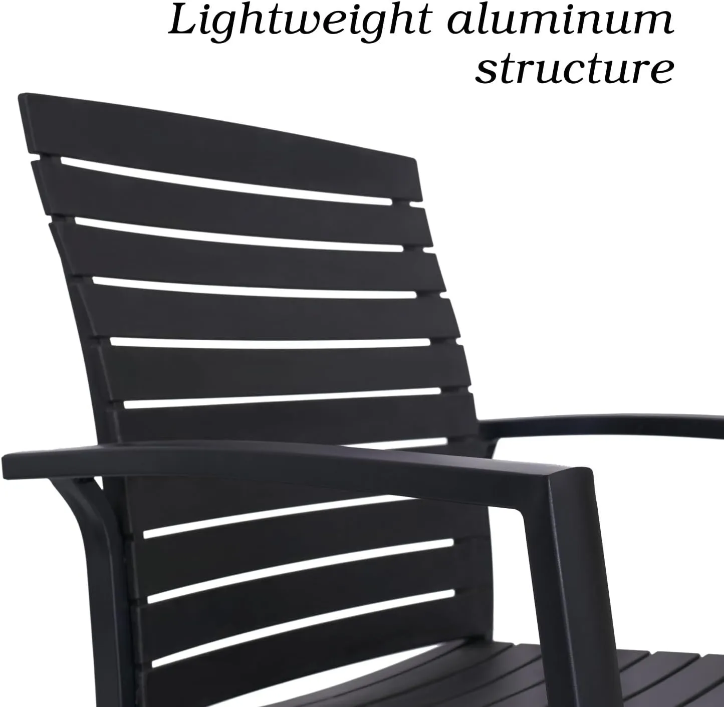 7 Pieces Patio Dining Set, Outdoor Furniture with 6 Stackable Patio Aluminum Chairs & Rectangle Outdoor Dining Table for Backyard Bistro Garden Poolside Black