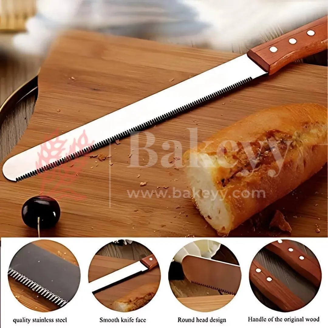 8 Inch| Bread Knife | Wide Teeth Wooden Handle | Stainless Steel | 1 Piece